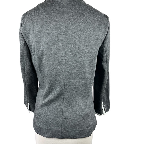 Banana Republic Charcoal Blazer with Ivory Border Accents, Size 10 - Picture 2 of 11